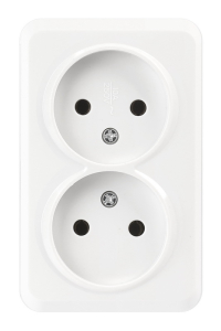 Розетка Белая 2-х местная открытой установки  без заземления Юпитер Smartbuy (10)