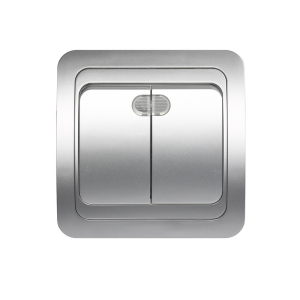 Выключатель Серебро Скрытой установки 2-х клав с подсветкой Марс Smartbuy (10)