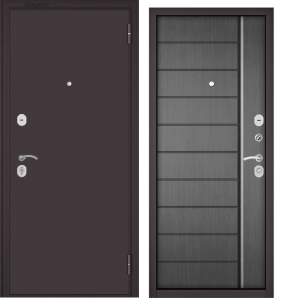 Дверь метал FAMILY ECO Букле шоколад, Дуб серый, Е-136, 2050, 860 L