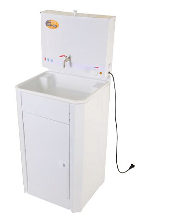 Умывальник дачный с подогревом, пластиковая мойка 74/4/4 Люкс, цвет белый