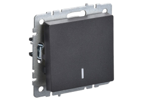 Черный выключатель одноклавишный с индикацией 10А ВС10-1-1-БрЧ