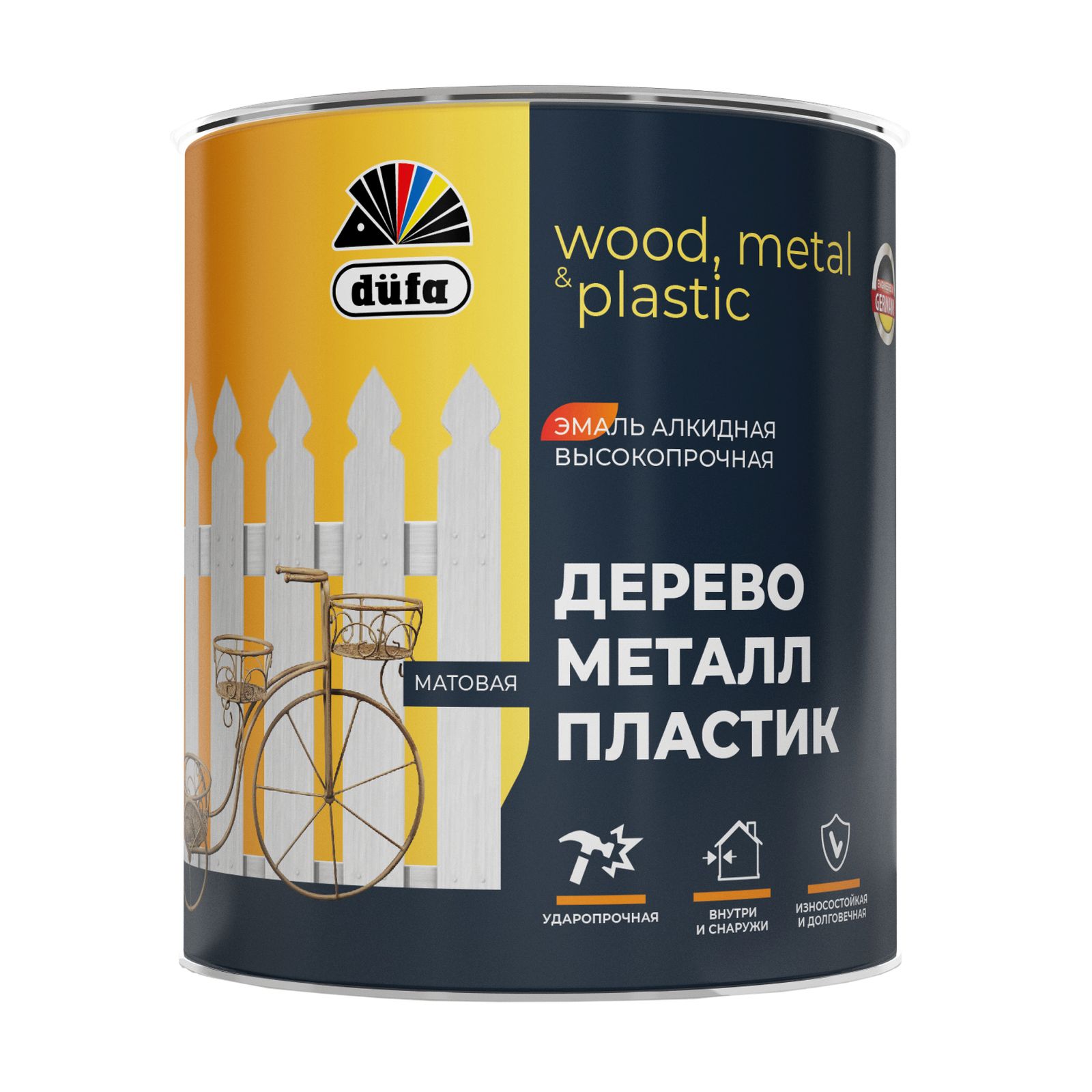 Эмаль алкидная DUFA в/д для дерева, металла и пластика база1 мат. 0,75л (3)