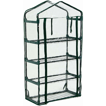 Парник-стеллаж, 4 полки, 160 × 70 × 30 см, металлический каркас d = 16 мм, чехол плёнка 80 мкм