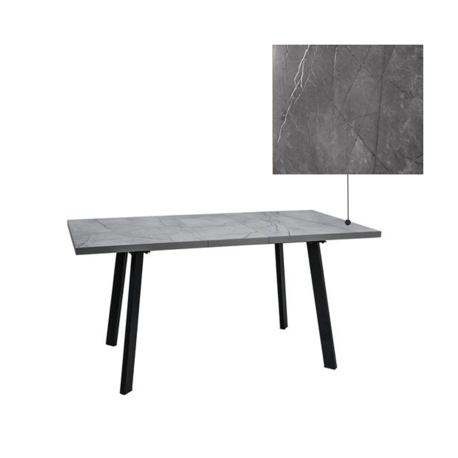 Стол РИНО МАКС раздвижной 1400/1800*800*750 ЛДСП Каспий тёмный, ноги металл ЧЕРНЫЙ