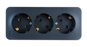 Антрацит розетка 3-м ОП Blanca 16А IP20 250В с заземлением с изолир. пластиной SE BLNRA0 (5)