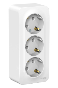 Белый розетка 3-х местная открытой установки с заземлением  BLANCA Schneider (6)