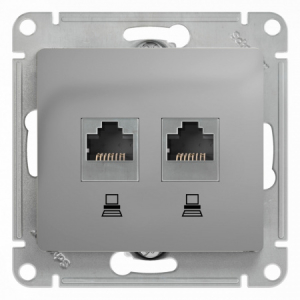 Розетка Белая 2-местная комп скрытой установ кат.5е RJ45  SchE Glossa (10)