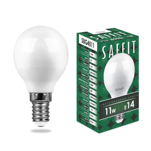Лампа светодиодная 11W 4000K E14 Шар малый Saffit(10/50)