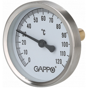 Термометр биметаллический с погружной гильзой GAPPO 1/2"x0-120℃ (5)