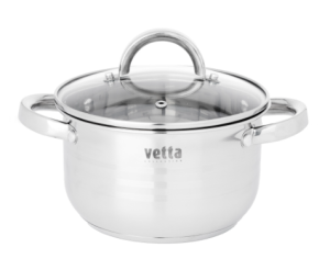 VETTA Фултон Кастрюля 20х11,5см, 2,9л, со стекл. крышкой, нерж.сталь