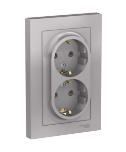 Алюминий розетка 2-м СП 16А IP20 с заземл. в сборе ATLAS DESIGN (6)