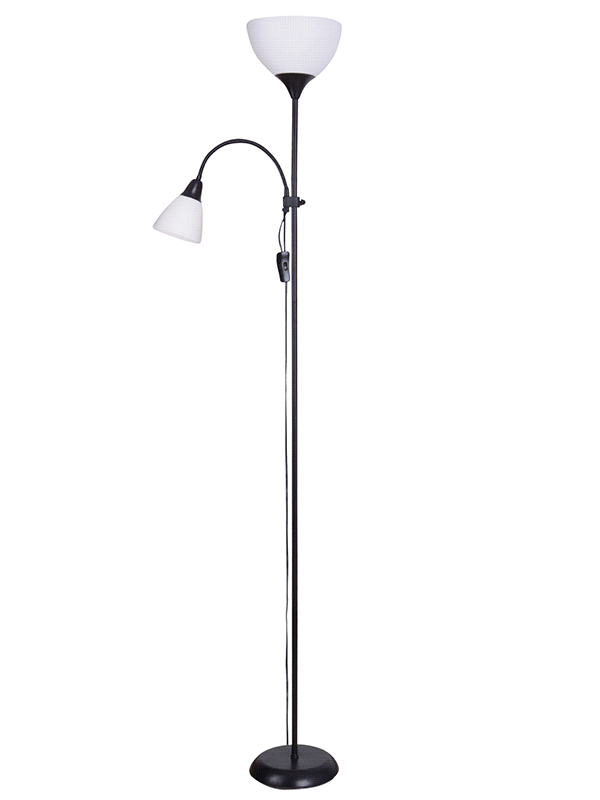 Светильник напольный с 2 плафонами, металл., E27/Е14 серебристый