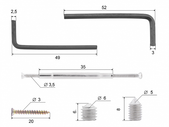 Набор крепежа PALLADIUM для дверных ручек (100/1000)