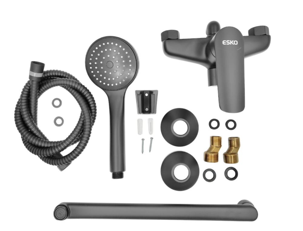 Смеситель Lagos Gun Metal для ванн, излив 300мм, с аксессуарами, арт. LG31GM 2