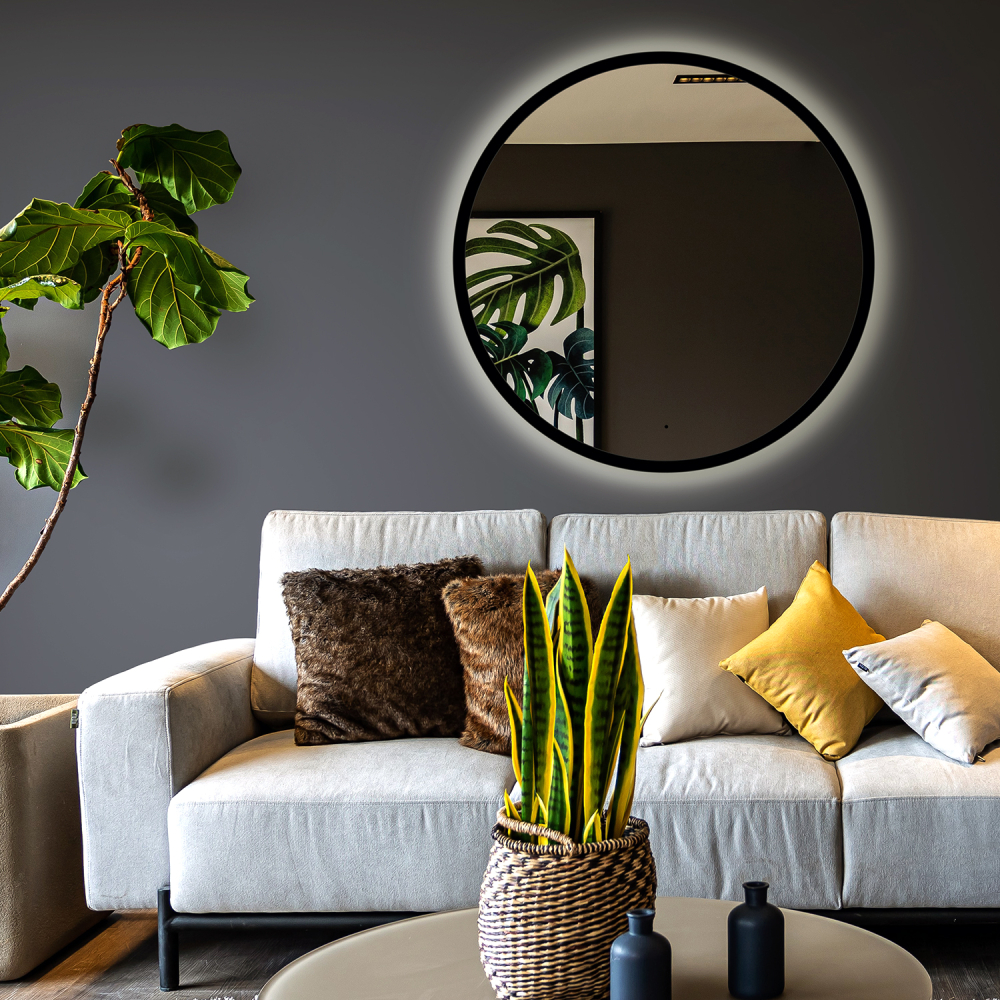 Зеркало "Monaco-BLACK" d770 (интерьерная подсветка, бесконтактный сенсор) (1)