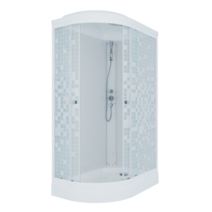 Душевая кабина "Коралл 120*80 А" прав., 1/4 круга, низ. подд., Белый, Мозаика, ДН4 (7 мест)(_1_)
