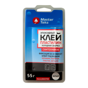 Клей-пластилин эпоксидный холодная сварка MasterTeks HomeMaster для сантехники 55 гр белый (18)