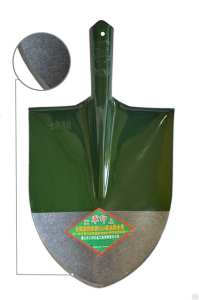 Лопата штыковая универсальная зеленая БРОНЯ (рельсовая сталь) б/ч (12)