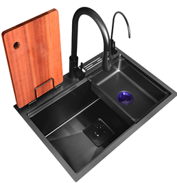 Мойка многофунк-я 680x460 нерж. черная, раздел.доска, контейнер со сливом(_1_)