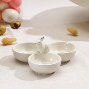 Менажница 3 ячейки Доляна «Зайка в золотом», 16,5×9 см