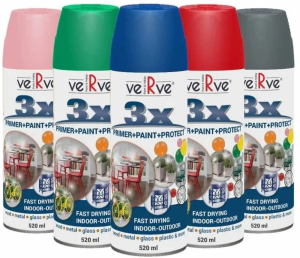 Универсальная акриловая эмаль VERVE 3X цвет: светло-серый RAL7035, полуматовый, спрей 520мл (6)