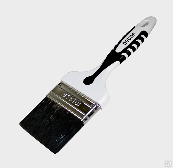 Кисть плоская "Black White для грунта" 25х15мм, черная щетина, 2К ручка (12шт)