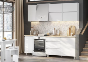 Кухонный гарнитур "Токио" 1,6м (Серия 3) (Белый текстурный/Дуб Сонома)