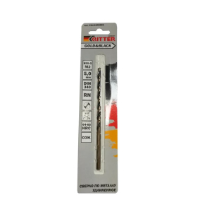 Сверло по металлу Ritter EC 5,0 мм удлиненное (HSS-G M2 Gold&Black) DIN 340 RN (1 шт в блистере) (50