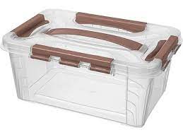 Ящик универс. 290*190*124мм 4,2л Grand Box c/замками, с/руч. коричневый Быт