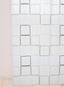 Штора для ванной Delphinium "Квадраты" ПВХ 180х180см, 12 колец, мультиколор (1)