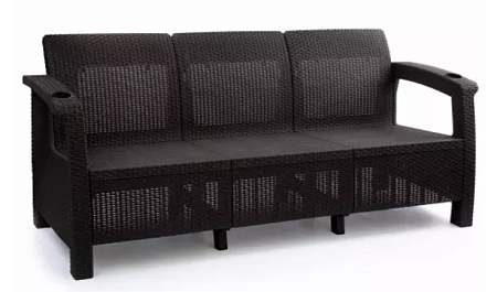 Диван "Ротанг-плюс" 1880*700*790мм 3-х местный мокко (1) М8836