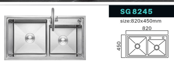 Мойка без смесителя Swars, 82*45 толщина металла 0,9 мм материал: sus 304