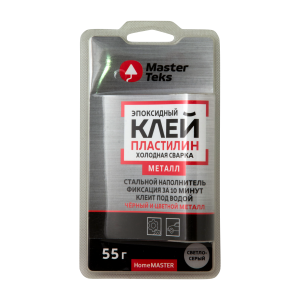 Клей-пластилин эпоксидный холодная сварка MasterTeks HomeMaster для металла 55 гр светло-серый (18)