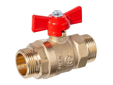 Кран шаровой латунный СТАНДАРТ (PN40) 3/4" НР-НР бабочка, Галлоп