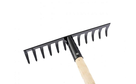 Грабли стальные, 1300 мм, 12 прямых зубьев, деревянный черенок// Сибртех (5)
