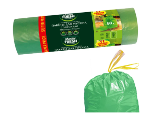 Пакеты для мусора Master FRESH XXL с завязками 60 литров, 15 шт.(25)