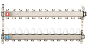Коллектор регулируемый с запорными клапанами Нерж 12 вых GAPPO (1)
