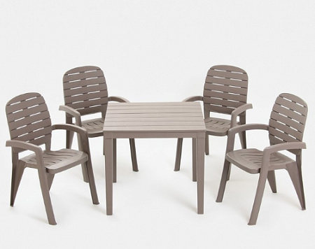 Набор садовой мебели "Прованс": стол квадратный 80 х 80 см +  4 кресла, мокко 9605978