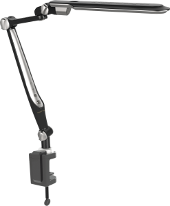 Светильник настольный черный/серебро, светодиодный на струбцине 10В (_6_)