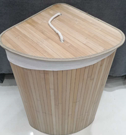 Корзина для белья Угловая, 35*60 см, бамбук, с крышкой, со съемным чехлом