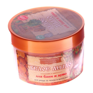 Мыло для бани и душа, для ухода за телом и волосами натуральное таежное "Белое" 450 мл(__)