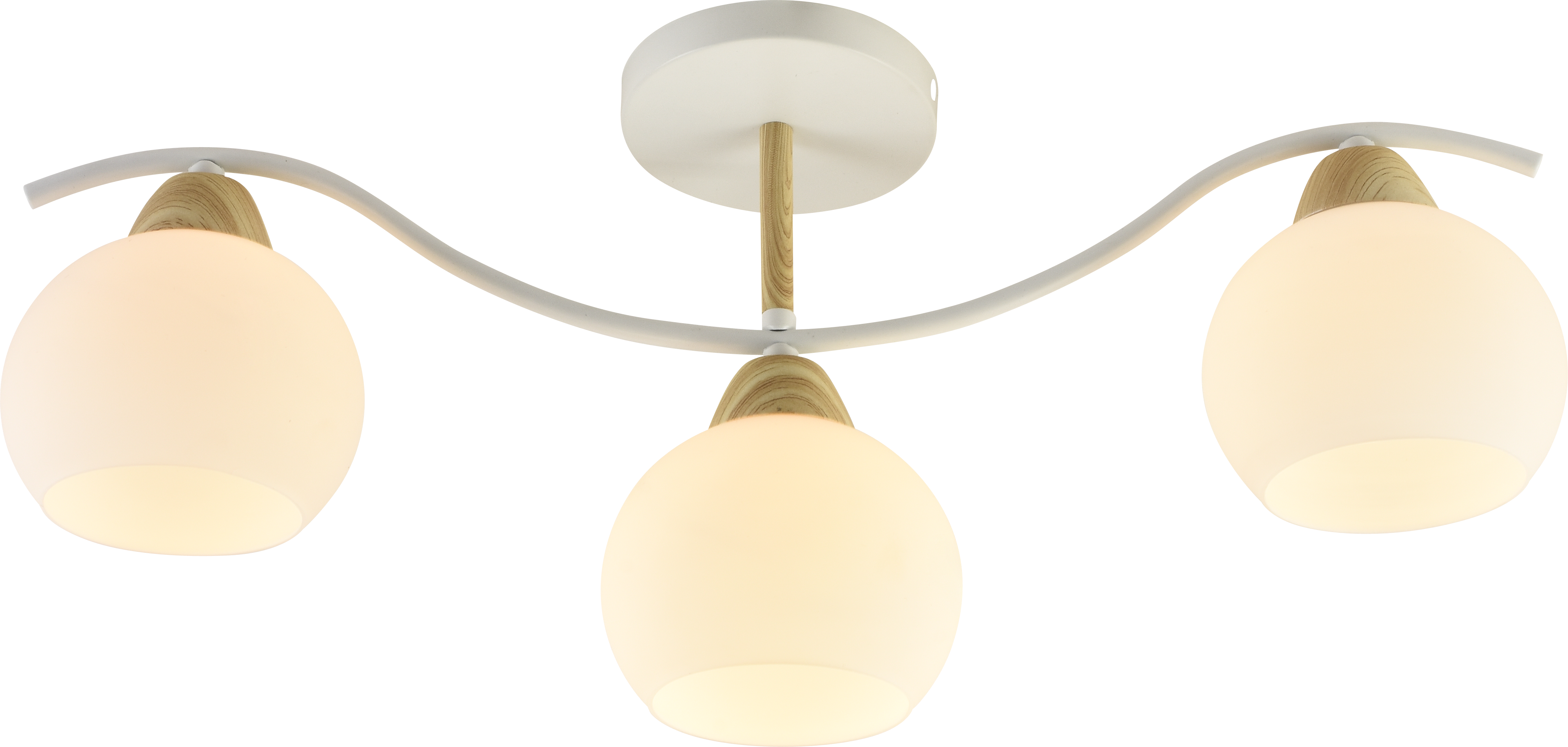 Люстра AU11609/3 WH+WOOD 540*130*255 белый+дерево E27 3*60W