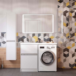 Тумба Лондри под с/маш 600 + рак. Лондри 1200 белая левая (1)