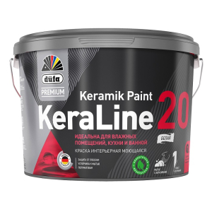 Краска DUFA  в/д для кухни и ванной KeraLine 20  база1 полуматов. 9л (1)