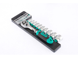 Набор торцевых головок, 3/8", головки 7 - 22 мм, с трещот. ключом, CrV,11 предм.// Stels (6)