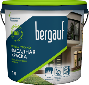 Краска Bergauf Mineral Techno в/д акриловая для фасадных работ база А ЛЕТО-ЗИМА, 9 л (44)