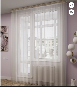 тюль Лён 270*160 белый с золотом ГП