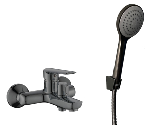 Смеситель Lagos Gun Metal для ванн, короткий излив, c аксессуарами, арт. LG54GM