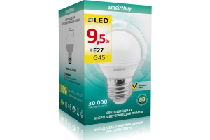 Лампа светодиодная 9,5Вт 3000К Е27 Шар малый Smartbuy(10/100)