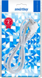 Сетевой шнур в тканевой оплетке с заземлением 1,8 метра, 10А/2,2кВт, белый (100)